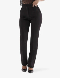 Tansy Straight-leg Slim-fit Satin Trousers -Ted Bakee Clothing Shop R04146682 BLACK ALT02