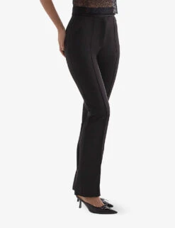 Tansy Straight-leg Slim-fit Satin Trousers -Ted Bakee Clothing Shop R04146682 BLACK ALT03
