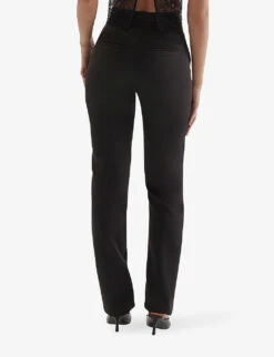 Tansy Straight-leg Slim-fit Satin Trousers -Ted Bakee Clothing Shop R04146682 BLACK ALT04
