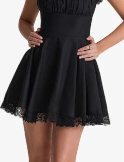 Kaia Square-neck A-line Woven Mini Dress 9 Kaia Square-neck A-line Woven Mini Dress -Ted Bakee Clothing Shop R04146887 BLACK ALT04