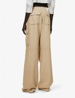Coperni Wide-leg Mid-rise Cotton Trousers -Ted Bakee Clothing Shop R04147539 BEIGEBEIGE ALT03