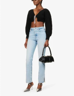 GOOD AMERICAN Good Boy Straight-leg Mid-rise Stretch-cotton And Recycled-cotton Denim Jeans -Ted Bakee Clothing Shop R04147919 INDIGO381 ALT02