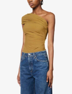 Ayers One-shoulder Stretch-woven Body -Ted Bakee Clothing Shop R04148537 OLIVE ALT02