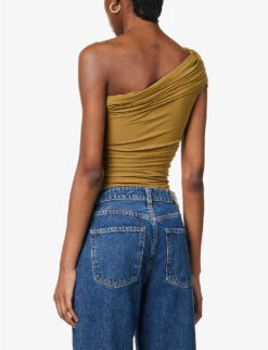 Ayers One-shoulder Stretch-woven Body -Ted Bakee Clothing Shop R04148537 OLIVE ALT03
