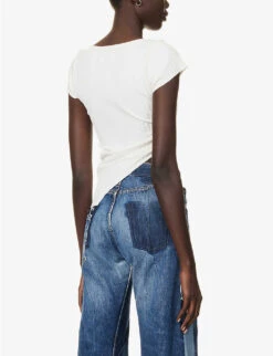 Cut-out Asymmetric-hem Cotton-blend Top 9 Cut-out Asymmetric-hem Cotton-blend Top -Ted Bakee Clothing Shop R04149752 ASSAMPLE ALT03