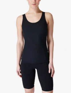 Sweaty Betty Double-strap Ribbed Stretch-nylon Top -Ted Bakee Clothing Shop R04150421 BLACK ALT02