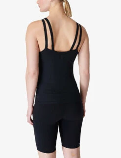 Sweaty Betty Double-strap Ribbed Stretch-nylon Top -Ted Bakee Clothing Shop R04150421 BLACK ALT03