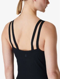Sweaty Betty Double-strap Ribbed Stretch-nylon Top -Ted Bakee Clothing Shop R04150421 BLACK ALT04
