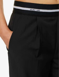 Helmut Lang Logo-waistband High-rise Wool-blend Cargo Trousers -Ted Bakee Clothing Shop R04150637 BLACK ALT04