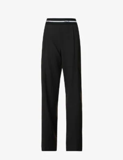 Helmut Lang Logo-waistband High-rise Wool-blend Cargo Trousers