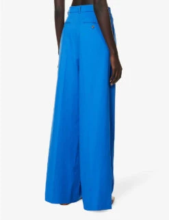 Weekend Max Mara Quenty Wide-leg High-rise Stretch-cotton Trousers 8 Weekend Max Mara Quenty Wide-leg High-rise Stretch-cotton Trousers -Ted Bakee Clothing Shop R04151241 CORNFLOWERBLUE ALT03