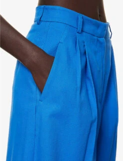 Weekend Max Mara Quenty Wide-leg High-rise Stretch-cotton Trousers 9 Weekend Max Mara Quenty Wide-leg High-rise Stretch-cotton Trousers -Ted Bakee Clothing Shop R04151241 CORNFLOWERBLUE ALT04