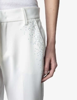 Zadig & Voltaire Prune Crystal-embellished Tapered-leg Mid-rise Stretch-woven Trousers -Ted Bakee Clothing Shop R04152002 JUDO ALT04