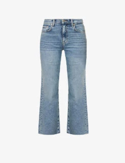 7 For All Mankind Cropped Alexa Straight-leg Mid-rise Stretch-denim Jeans