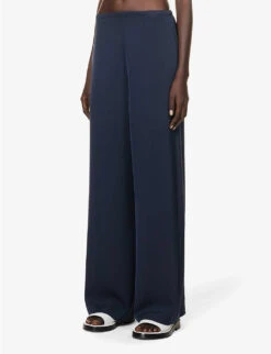 THEORY Wide-leg Mid-rise Regular-fit Woven Trousers -Ted Bakee Clothing Shop R04152418 NOCTURNENAVY ALT02