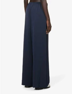 THEORY Wide-leg Mid-rise Regular-fit Woven Trousers -Ted Bakee Clothing Shop R04152418 NOCTURNENAVY ALT03