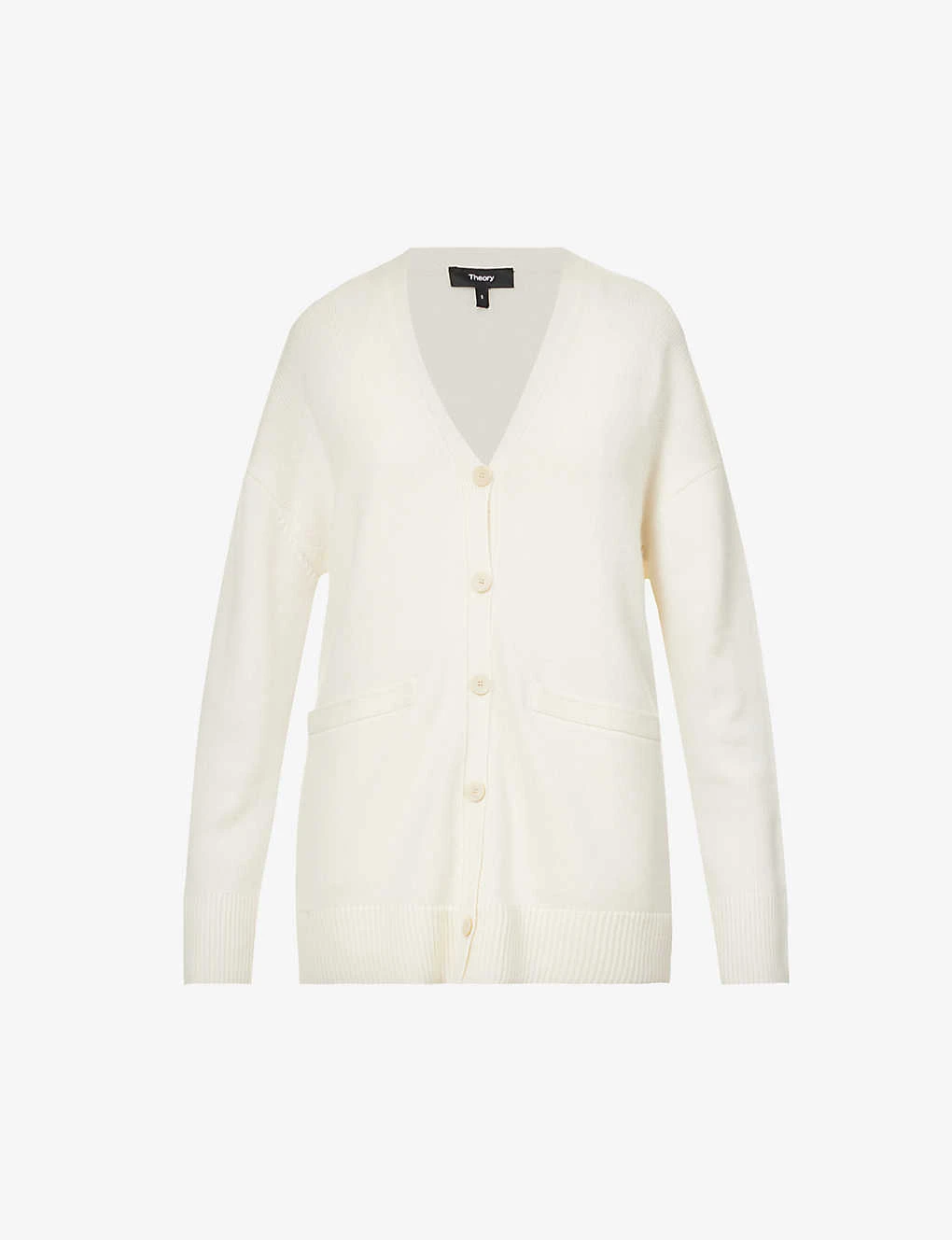 THEORY V-neck Relaxed-fit Wool And Cashmere-blend Knitted Cardigan 1 THEORY V-neck Relaxed-fit Wool And Cashmere-blend Knitted Cardigan