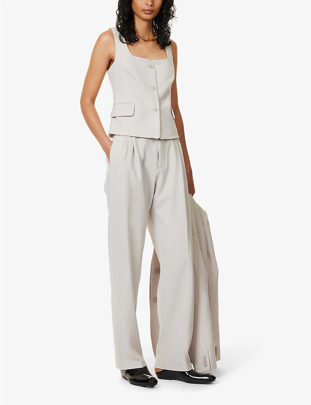 Leni Square-neck Woven Waistcoat 2 Leni Square-neck Woven Waistcoat - Image 2