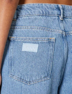 Ganni Faded-wash Raw-hem Wide-leg Relaxed-fit Jeans -Ted Bakee Clothing Shop R04152918 LIGHTBLUESTONE ALT04