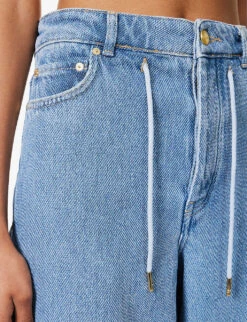 Ganni Faded-wash Raw-hem Wide-leg Relaxed-fit Jeans -Ted Bakee Clothing Shop R04152918 LIGHTBLUESTONE ALT05