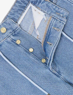 Ganni Faded-wash Raw-hem Wide-leg Relaxed-fit Jeans -Ted Bakee Clothing Shop R04152918 LIGHTBLUESTONE ALT06