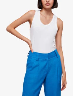 Whistles Leonie Straight-leg Mid-rise Linen Trousers 7 Whistles Leonie Straight-leg Mid-rise Linen Trousers -Ted Bakee Clothing Shop R04153121 BLUE ALT02