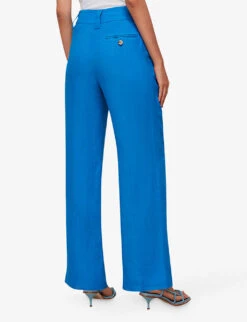 Whistles Leonie Straight-leg Mid-rise Linen Trousers 8 Whistles Leonie Straight-leg Mid-rise Linen Trousers -Ted Bakee Clothing Shop R04153121 BLUE ALT03