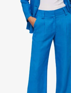 Whistles Leonie Straight-leg Mid-rise Linen Trousers 9 Whistles Leonie Straight-leg Mid-rise Linen Trousers -Ted Bakee Clothing Shop R04153121 BLUE ALT04