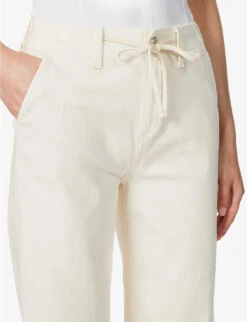 Paige Carly Wide-leg Mid-rise Cotton-blend Trousers -Ted Bakee Clothing Shop R04153168 QUARTZSAND ALT04