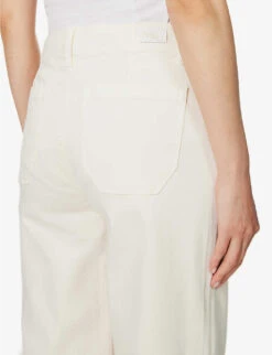 Paige Carly Wide-leg Mid-rise Cotton-blend Trousers -Ted Bakee Clothing Shop R04153168 QUARTZSAND ALT05