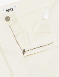 Paige Carly Wide-leg Mid-rise Cotton-blend Trousers -Ted Bakee Clothing Shop R04153168 QUARTZSAND ALT06