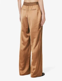 Paige Tinesia Straight-leg Mid-rise Satin Trousers -Ted Bakee Clothing Shop R04153196 CAMEL ALT03