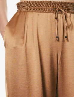 Paige Tinesia Straight-leg Mid-rise Satin Trousers -Ted Bakee Clothing Shop R04153196 CAMEL ALT04