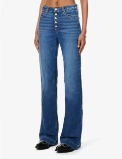 Paige Leenah Flared Wide-leg High-rise Stretch-denim Jeans -Ted Bakee Clothing Shop R04153203 WHATEVERDISTRESSED ALT02