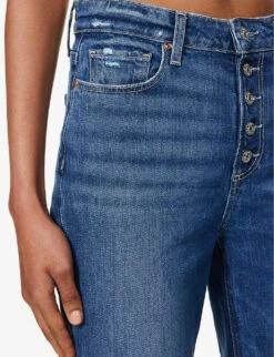 Paige Leenah Flared Wide-leg High-rise Stretch-denim Jeans -Ted Bakee Clothing Shop R04153203 WHATEVERDISTRESSED ALT04