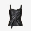 Paige Indeya Sweetheart-neckline Faux-leather Top