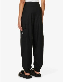 Calvin Klein Regular-fit Tapered-leg Mid-rise Woven Trousers -Ted Bakee Clothing Shop R04153239 CKBLACK ALT03