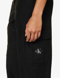 Calvin Klein Regular-fit Tapered-leg Mid-rise Woven Trousers -Ted Bakee Clothing Shop R04153239 CKBLACK ALT04