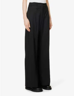 Wide-leg Mid-rise Wool Trousers -Ted Bakee Clothing Shop R04153454 BLACKWOOL ALT02