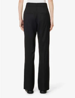 Wide-leg Mid-rise Wool Trousers -Ted Bakee Clothing Shop R04153454 BLACKWOOL ALT03