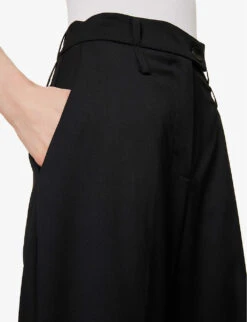 Wide-leg Mid-rise Wool Trousers -Ted Bakee Clothing Shop R04153454 BLACKWOOL ALT04