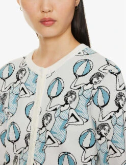 Graphic-print Scoop-neck Knitted Cardigan -Ted Bakee Clothing Shop R04153709 MULTICODESIGN ALT04