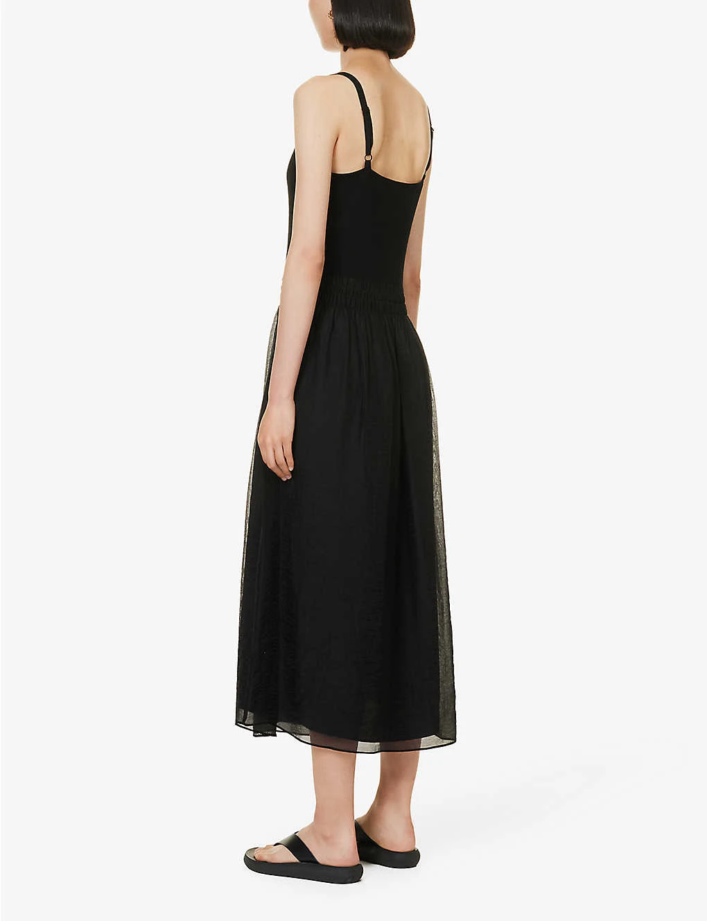 Vince Smocked-waistband Chiffon Midi Dress 4 Vince Smocked-waistband Chiffon Midi Dress - Image 4