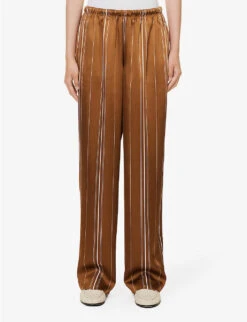 Vince Stripe Straight-leg High-rise Satin Trousers 7 Vince Stripe Straight-leg High-rise Satin Trousers -Ted Bakee Clothing Shop R04154645 NILE ALT02
