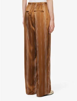 Vince Stripe Straight-leg High-rise Satin Trousers 8 Vince Stripe Straight-leg High-rise Satin Trousers -Ted Bakee Clothing Shop R04154645 NILE ALT03