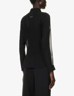 Max Mara Manche Sheer Regular-fit Silk Shirt -Ted Bakee Clothing Shop R04156229 BLACK ALT03