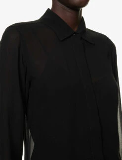 Max Mara Manche Sheer Regular-fit Silk Shirt -Ted Bakee Clothing Shop R04156229 BLACK ALT04