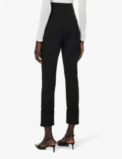 Max Mara Sevres Straight-leg Mid-rise Stretch-woven Blend Trousers -Ted Bakee Clothing Shop R04156261 BLACK ALT03