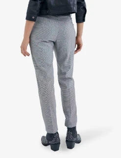Ikks Houndstooth Slim-leg Mid-rise Stretch-polyester-blend Trousers -Ted Bakee Clothing Shop R04156339 BLACK ALT03