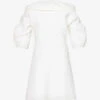 Jil Sander Puff-sleeve Cowl-neck Linen-blend Midi Dress